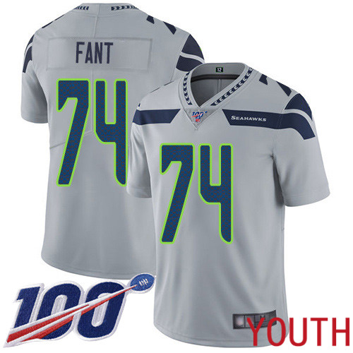 Seattle Seahawks Limited Grey Youth George Fant Alternate Jersey NFL Football #74 100th Season Vapor Untouchable